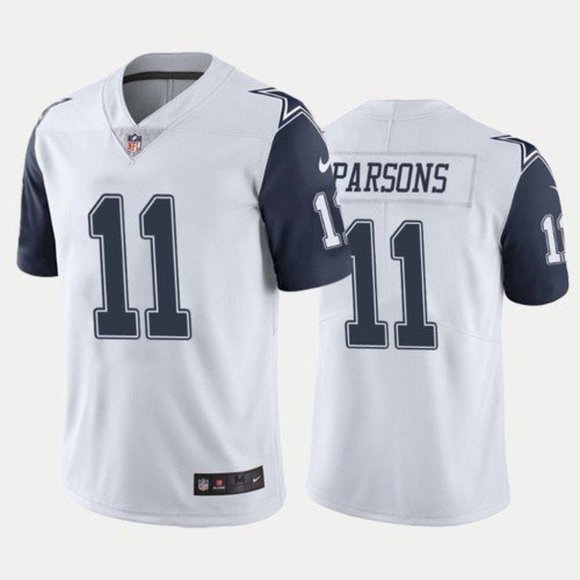 Men's Dallas Cowboys #11 Micah Parsons White 2021 NFL Draft Vapor Limited Stitched Jersey (Check description if you want Women or Youth size)